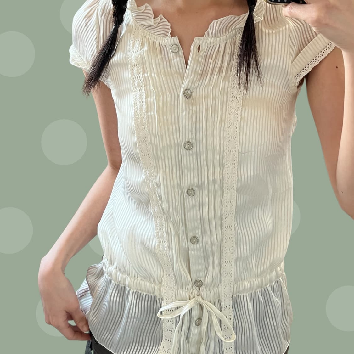 빈티지 페어리 시스루 쉬폰 레이스 블라우스 상품이미지1