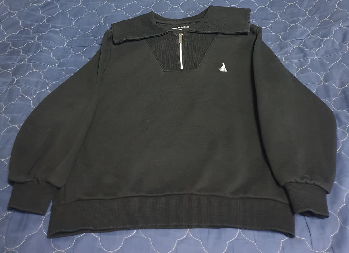 빈폴 키즈 여아용 하이넥 카라 하프집업 스웨트 셔츠 블랙 (140) 상품이미지2