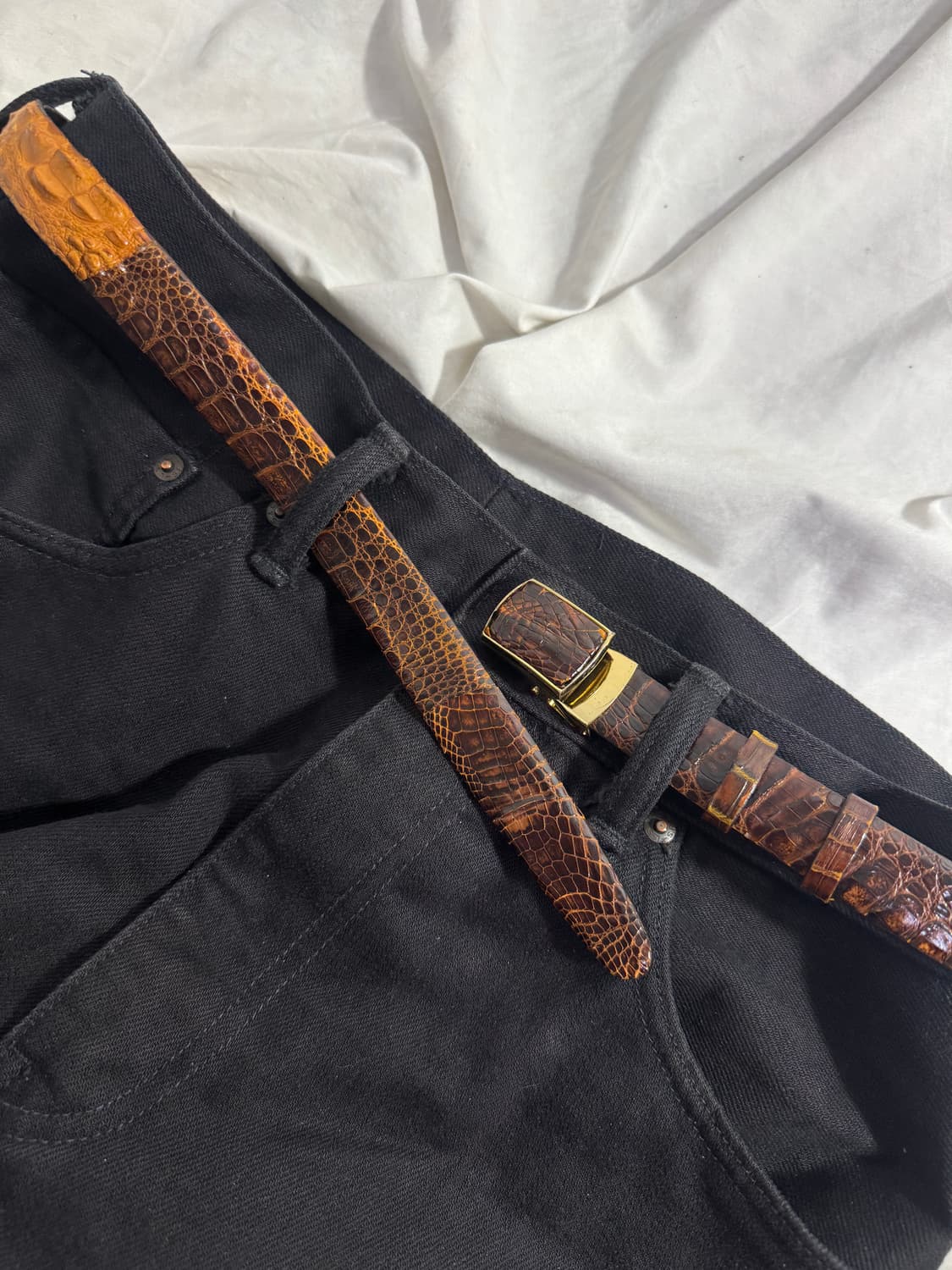 빈티지 크로커다일 레더 벨트 상품이미지3