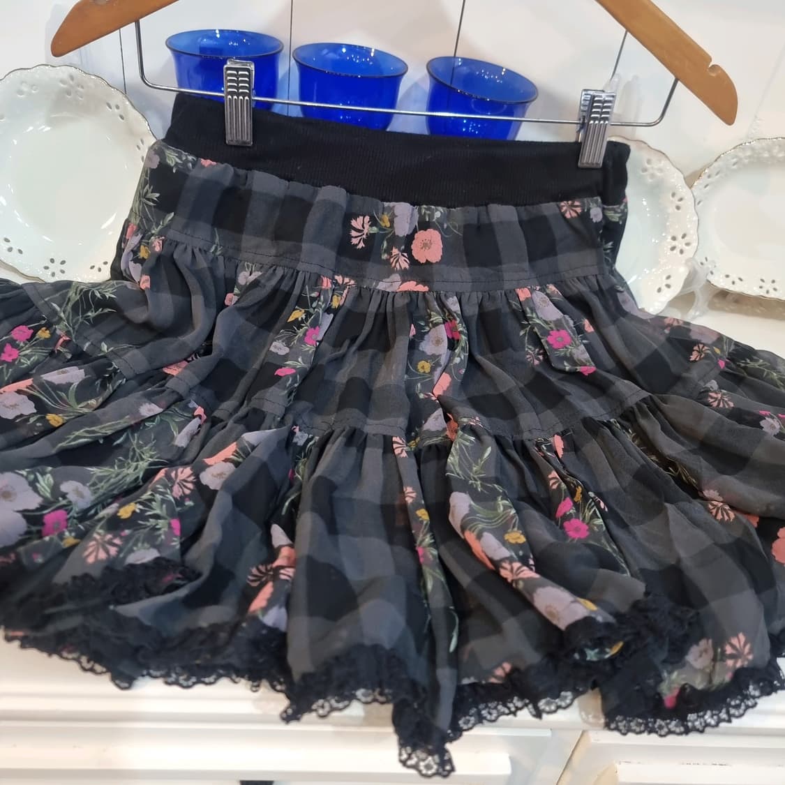 ALGONQUINS(알곤퀸) 체크 플라워 캉캉 스커트 상품이미지2