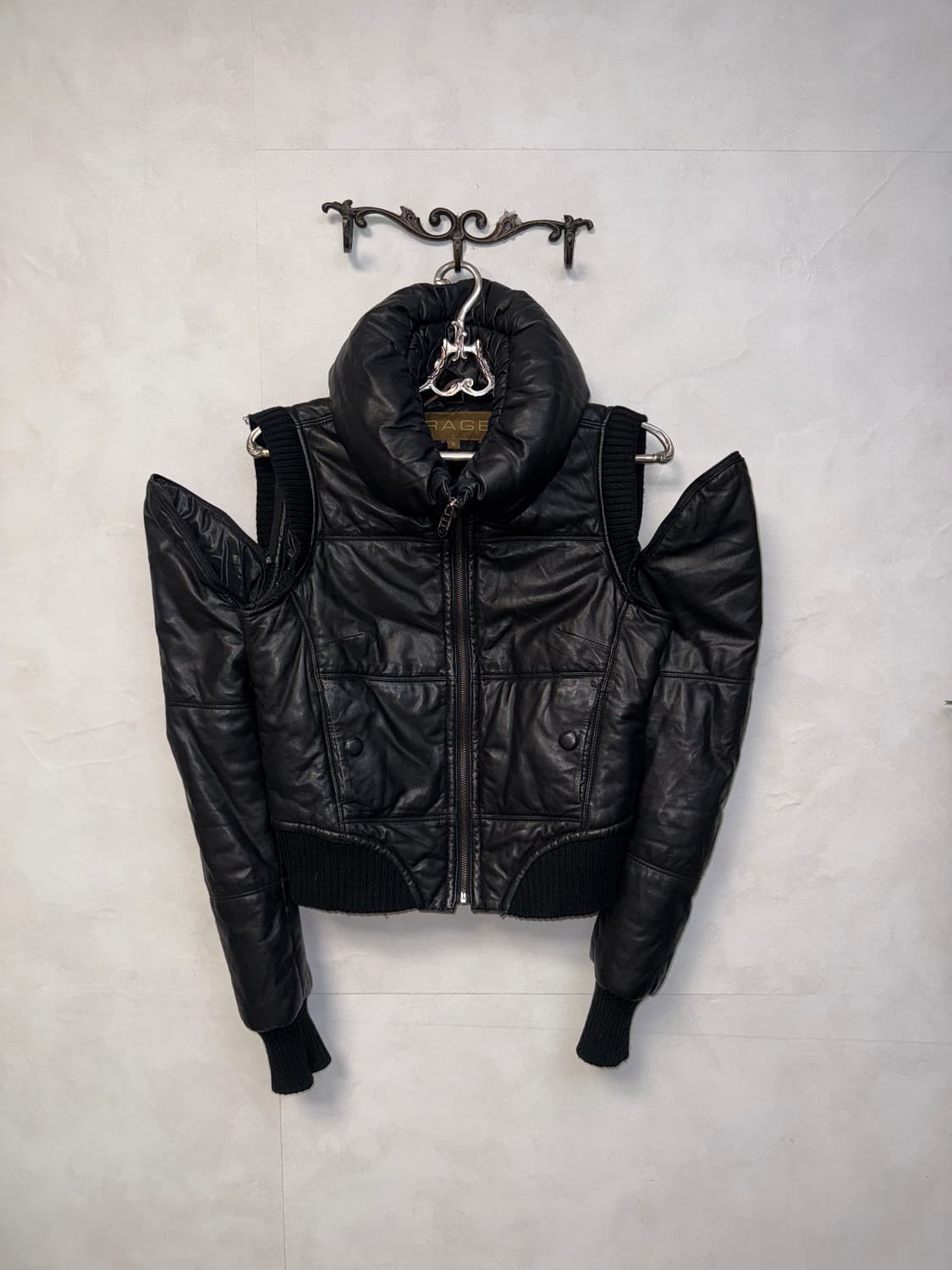 Black cow skin two ways puffer jacket  상품이미지5