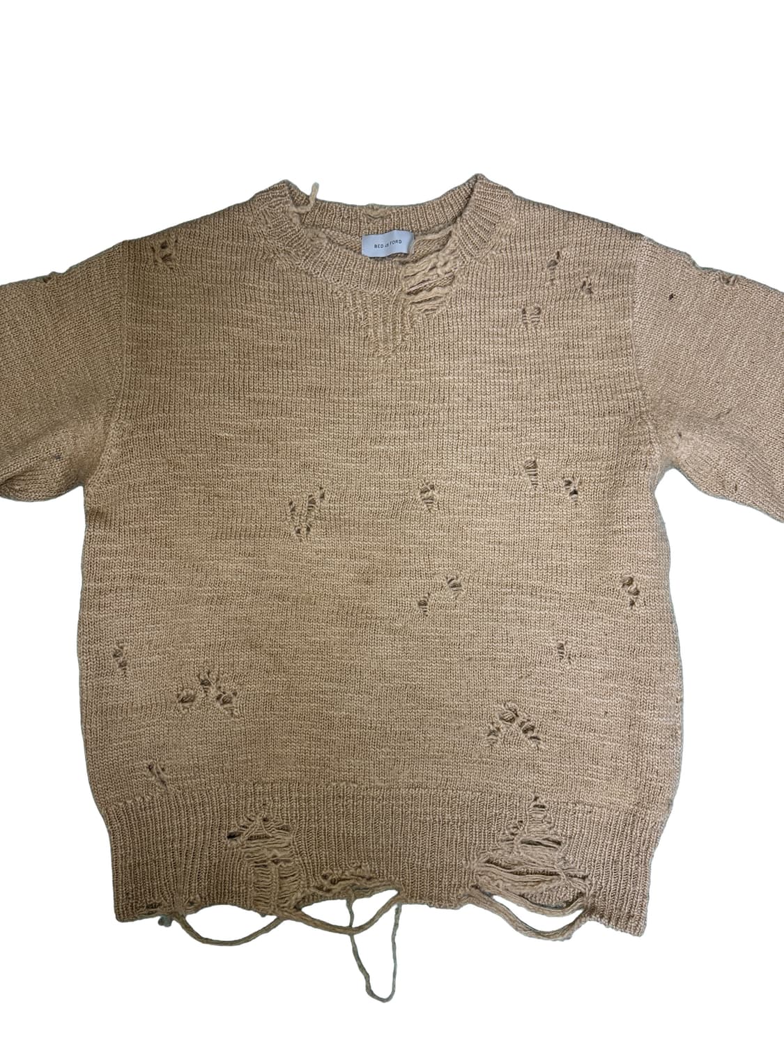 베드jw포드 BED JW FORD 탄 울 볼로 크루 스웨터 카멜 1 상품이미지3