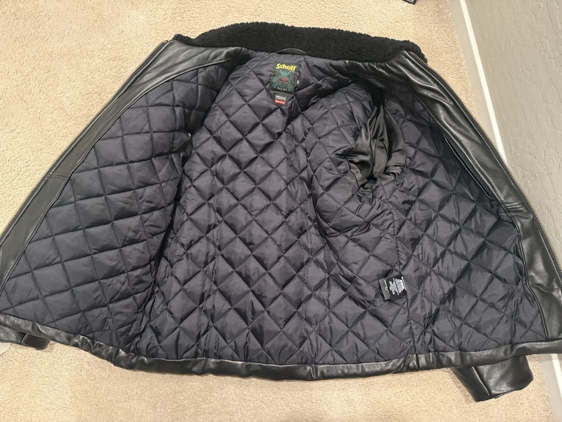 슈프림 x 쇼트 가죽 패딩 자켓 블랙 상품이미지2