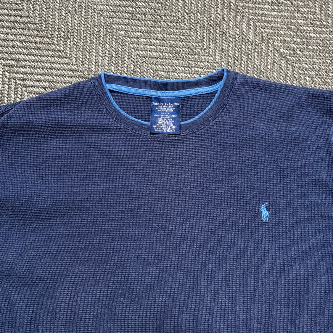 폴로 랄프로렌 네이비 와플 롱슬리브(M) 상품이미지3
