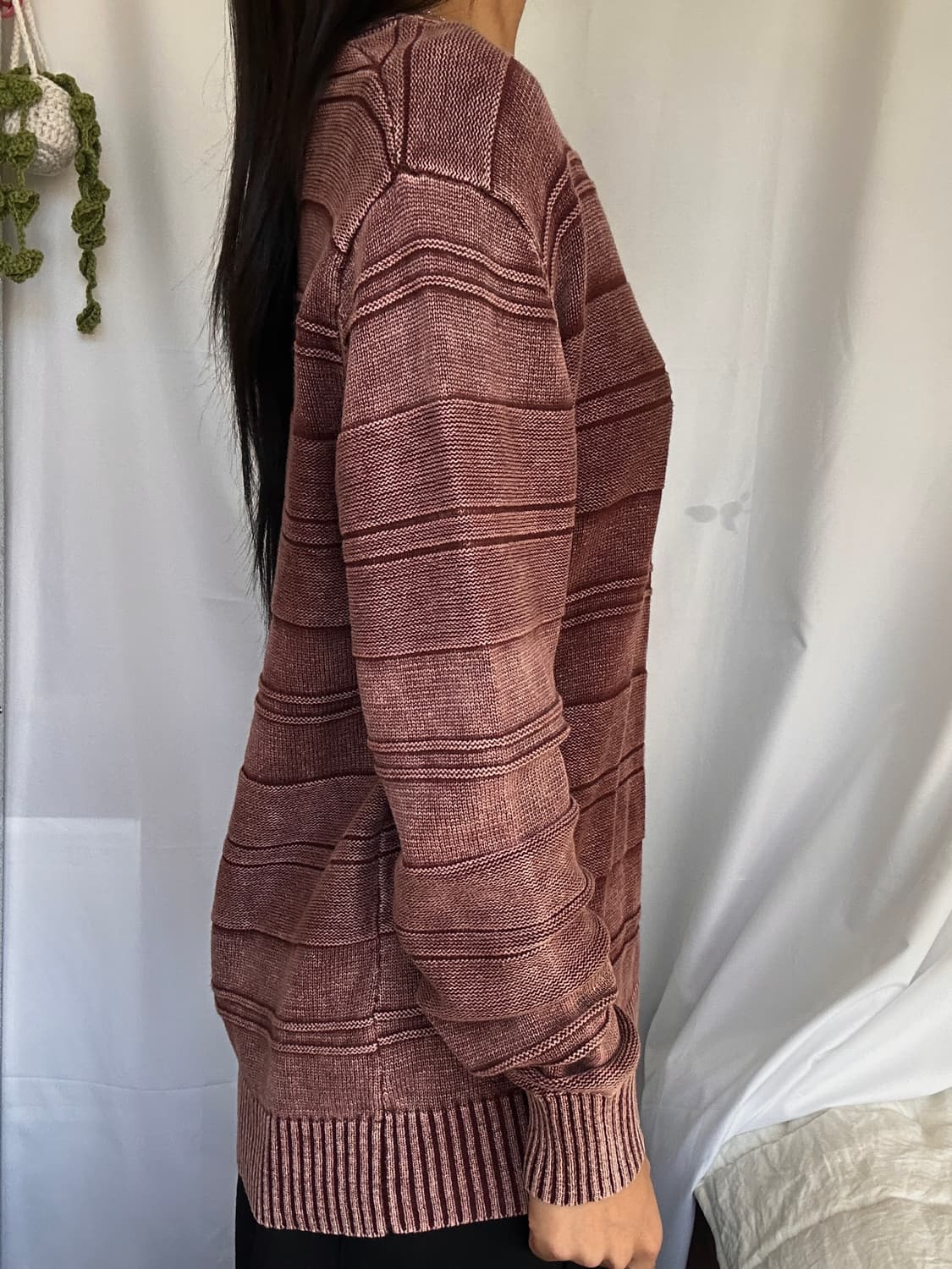 빈티지 버건디 코튼 라운드 니트 상품이미지2