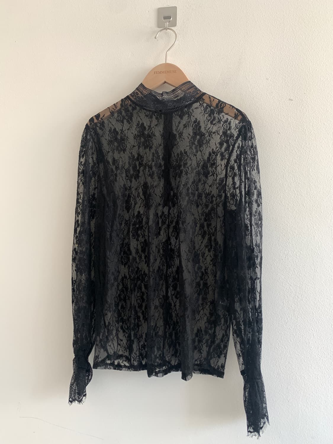 Lace high neck blouse(black) 상품이미지2