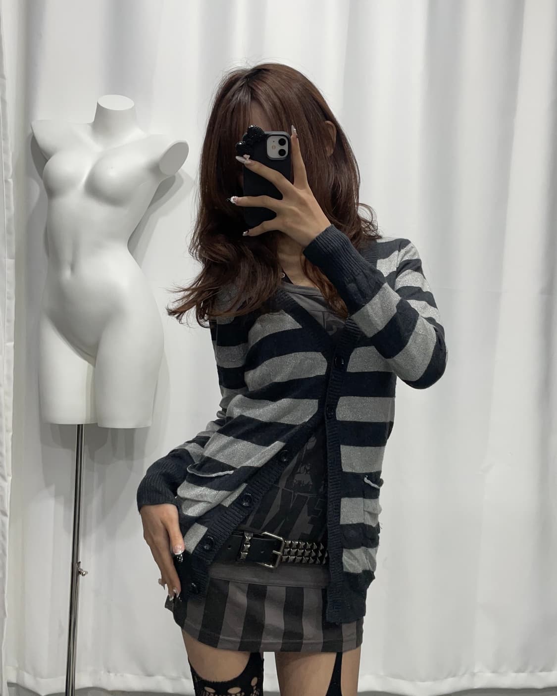 🎸블랙&그레이 스트라이프 가디건🎸 상품이미지4