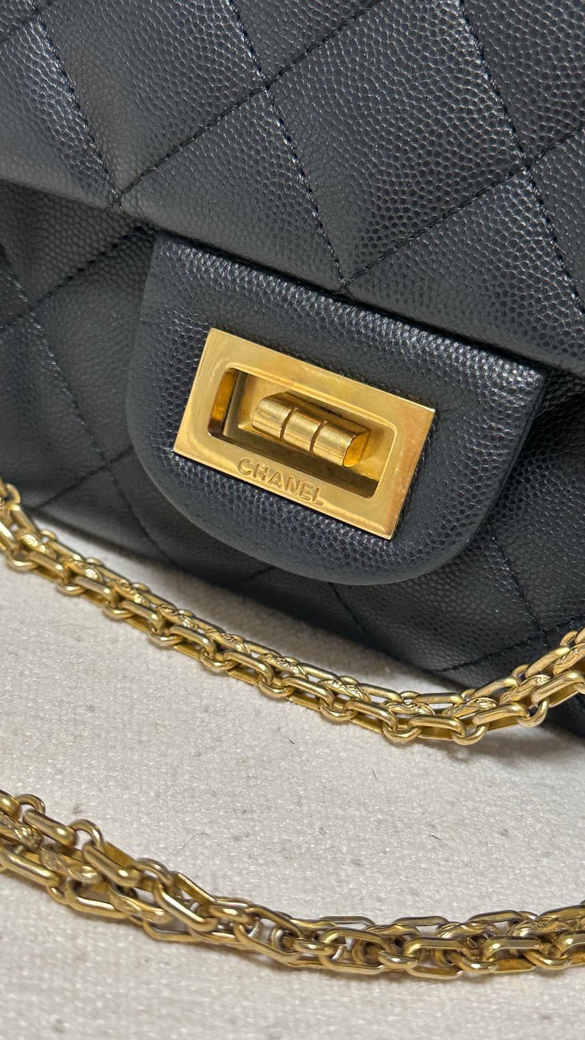 샤넬 빈티지 2.55 캐비어 맥시(구 라지)  상품이미지5