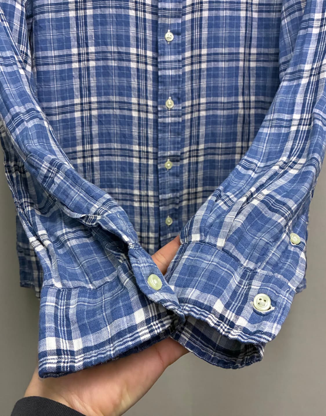 (S/97)POLO 폴로랄프로렌 마드라스 리넨 버튼다운 체크셔츠 상품이미지4