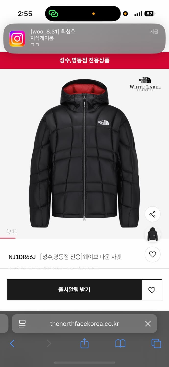 노스페이스 성수 화이트라벨 웨이브 다운 자켓 한정판 상품이미지1