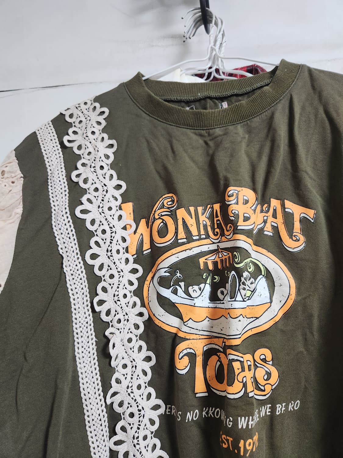 배색 레이스 프린팅 맨투맨 티셔츠F(~66) 상품이미지3