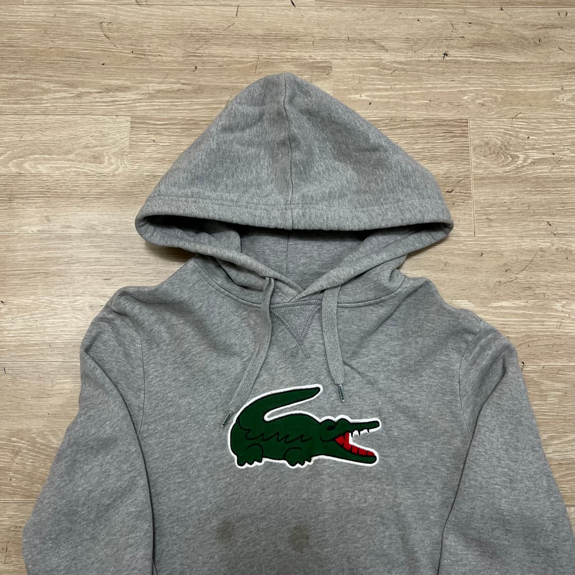 라코스테 자수 빅로고 기모 후드티 [그레이] 2사이즈 상품이미지2