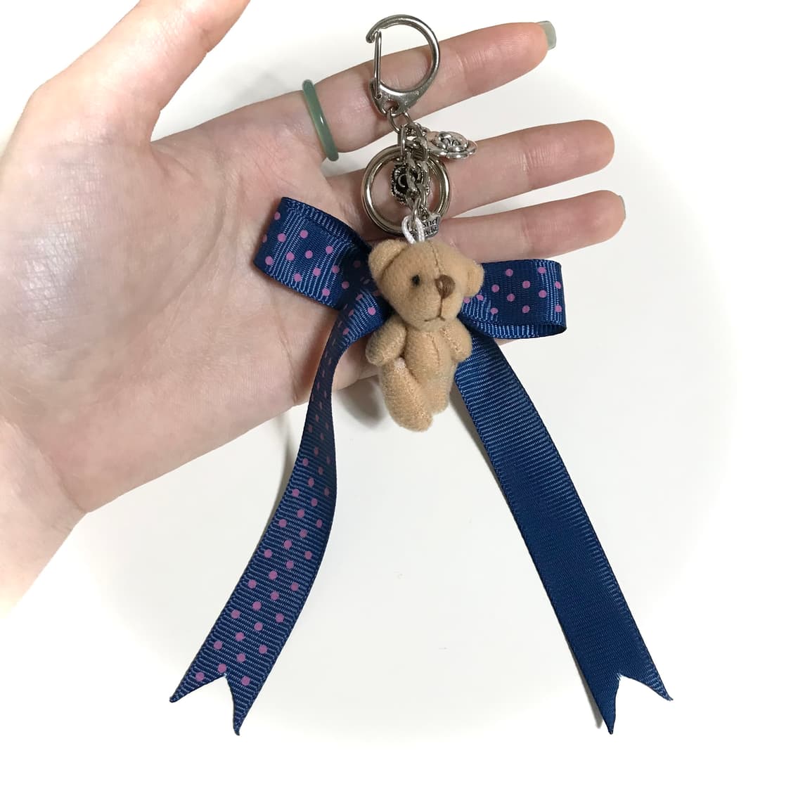 도트 리본 곰돌이 인형 키링 상품이미지2