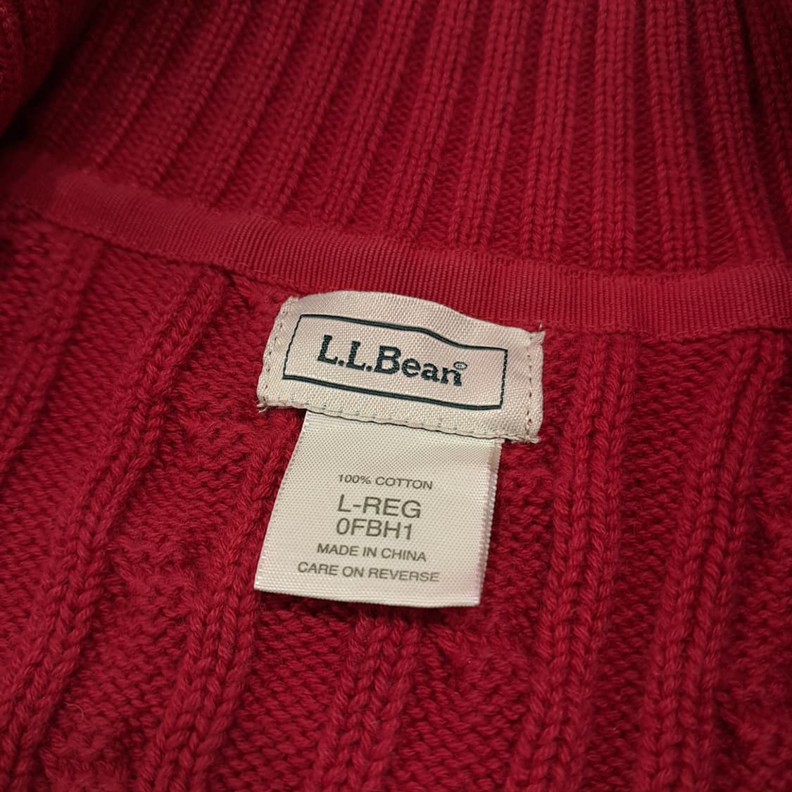 CL306 L 엘엘빈 00s 코튼 케이블 집업 레드 니트 스웨터 상품이미지3