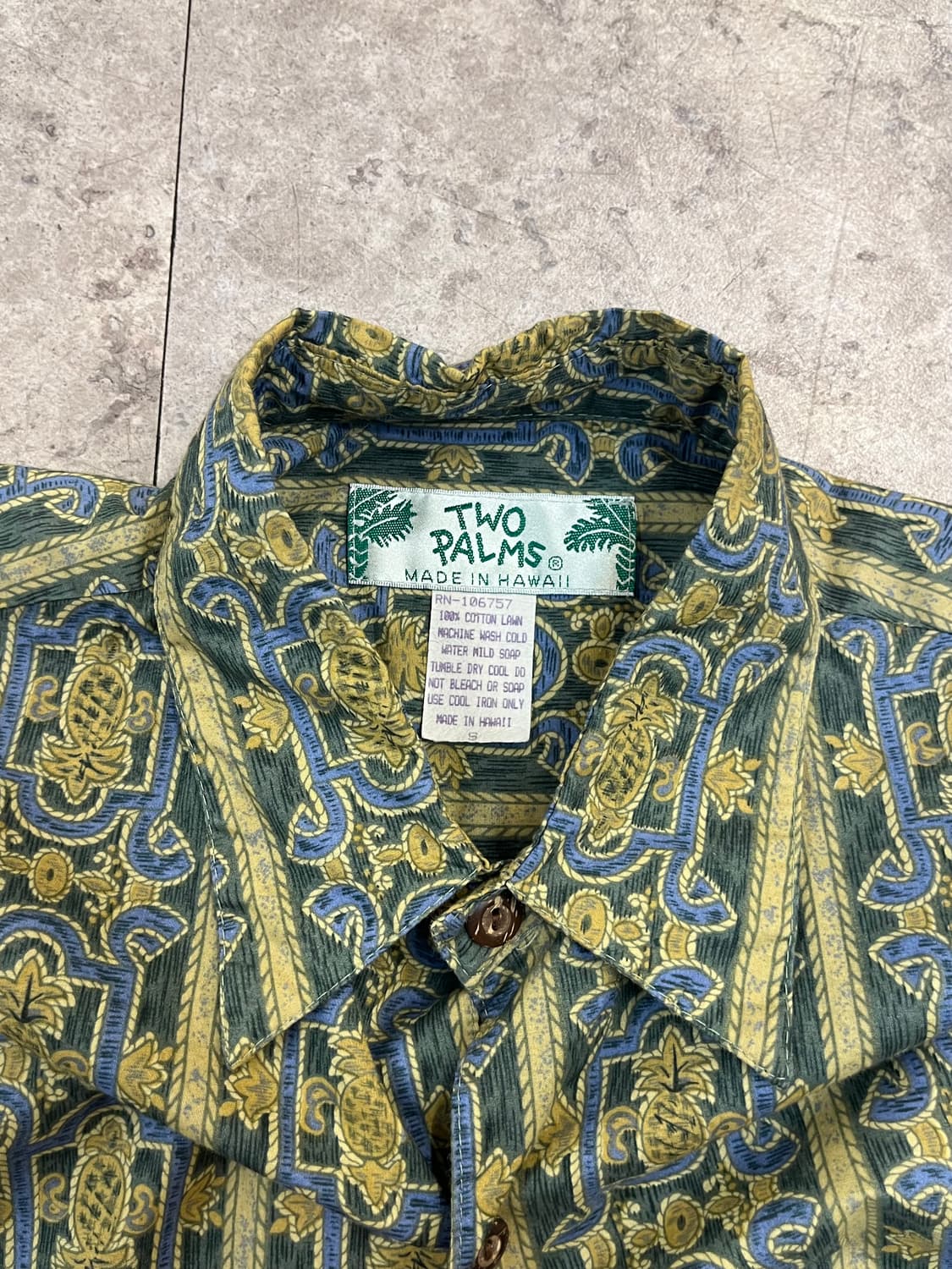 빈티지 패턴 반팔 셔츠 그린 S #csz3730 상품이미지3