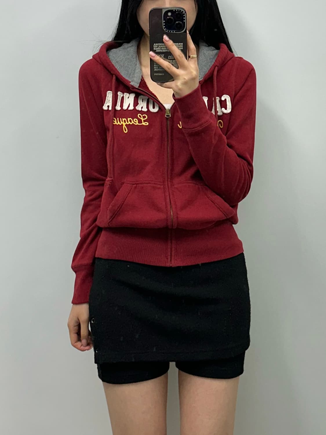 후아유 스펠아웃 버건디 후드집업 상품이미지1