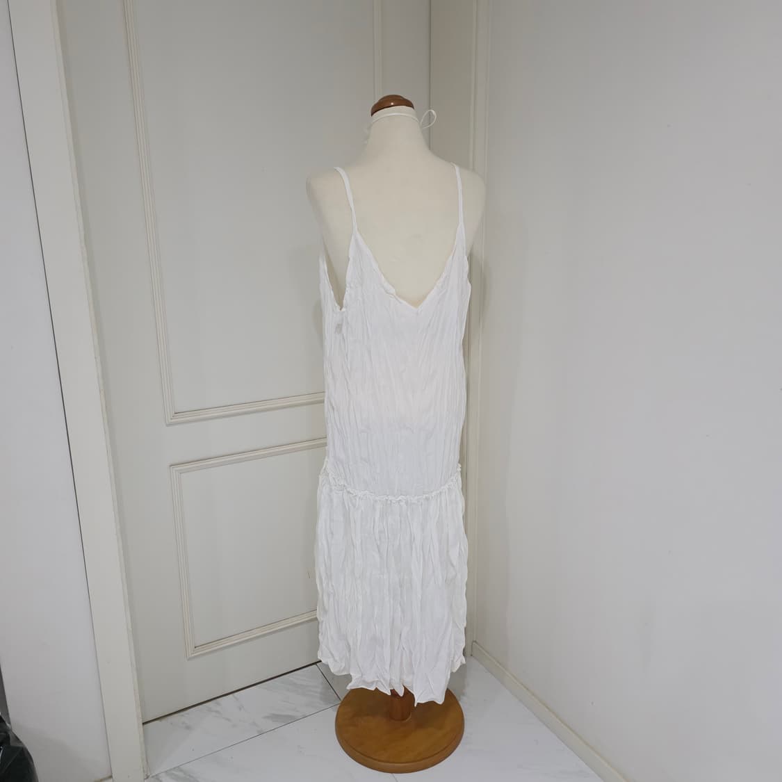 빈티지)레이어드 모리걸st 화이트 캉캉 프릴 여름휴양지 민소매 롱원피스 상품이미지3