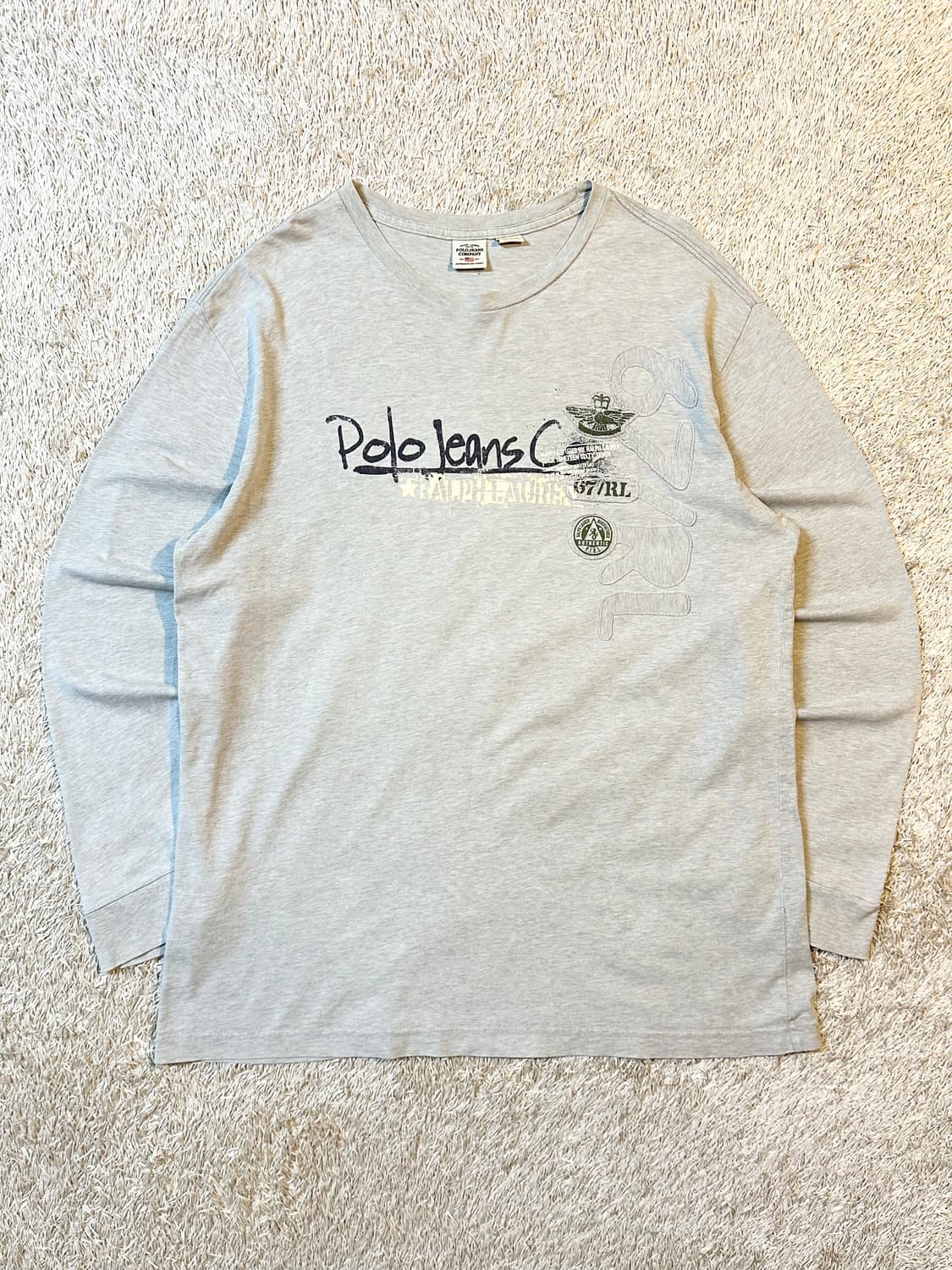 폴로 진스 POLO JEANS 로고 롱슬리브 긴팔 그레이 상품이미지1