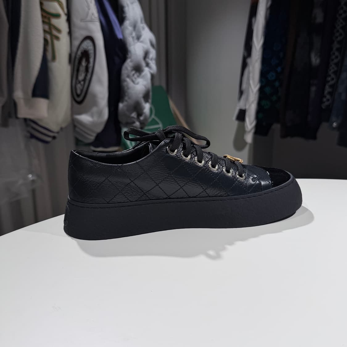(S+/38.5) / 샤넬 빅터 쿼즈 퀄팅 블랙 스니커즈 상품이미지7