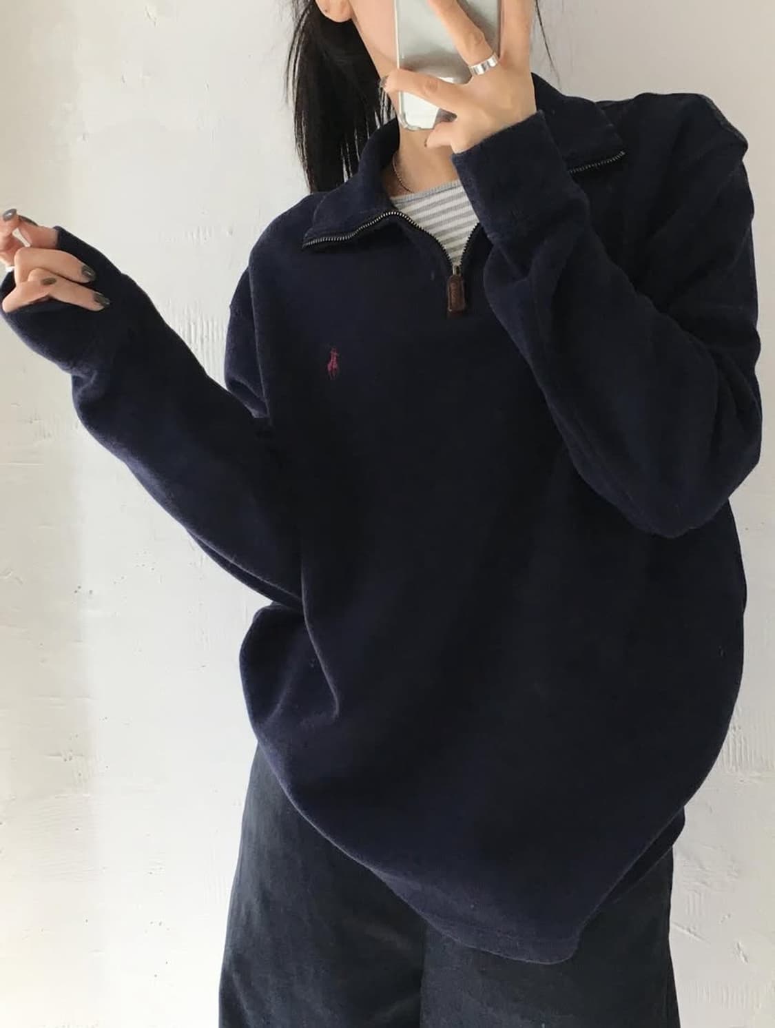 Polo 폴로 랄프로렌 QR신형 네이비컬러 코튼 하프집업 상품이미지1
