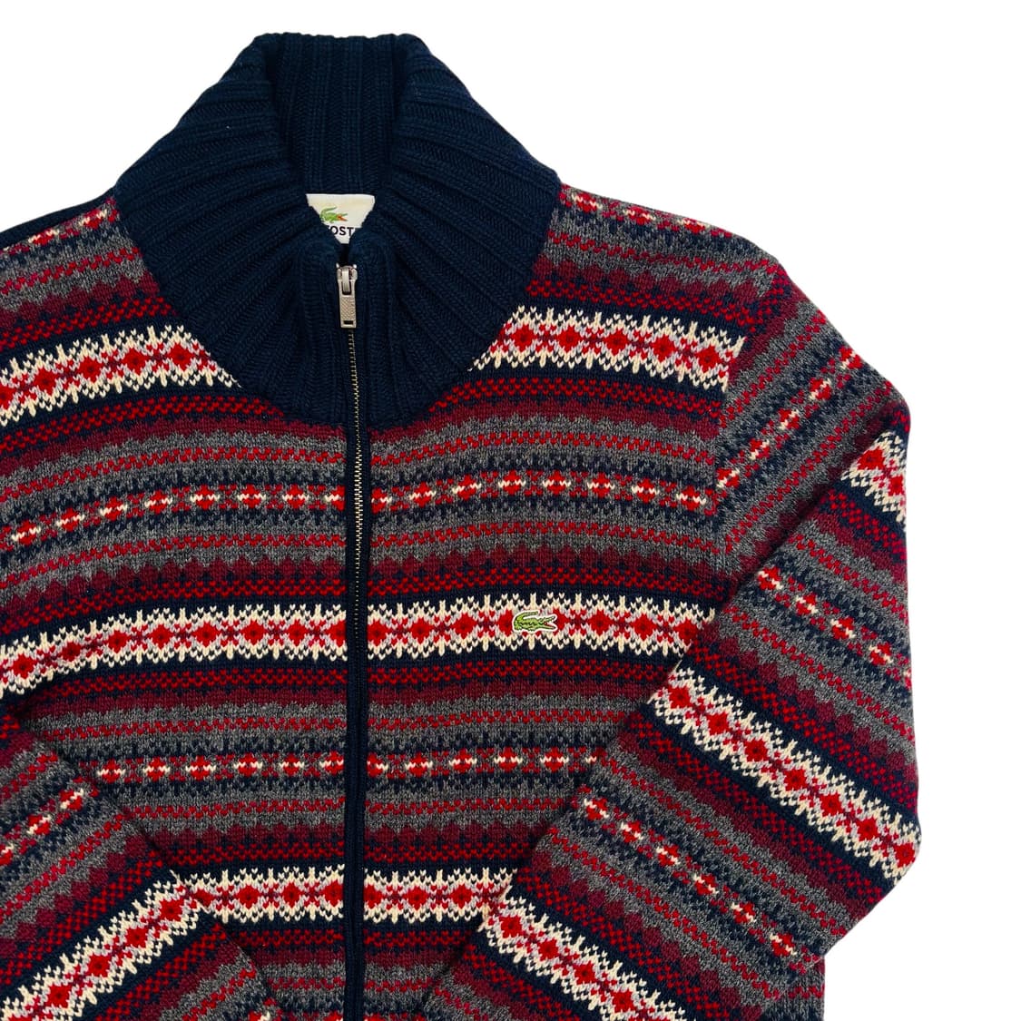라코스테 페어아일 패턴 투웨이 니트 집업 XL 상품이미지2