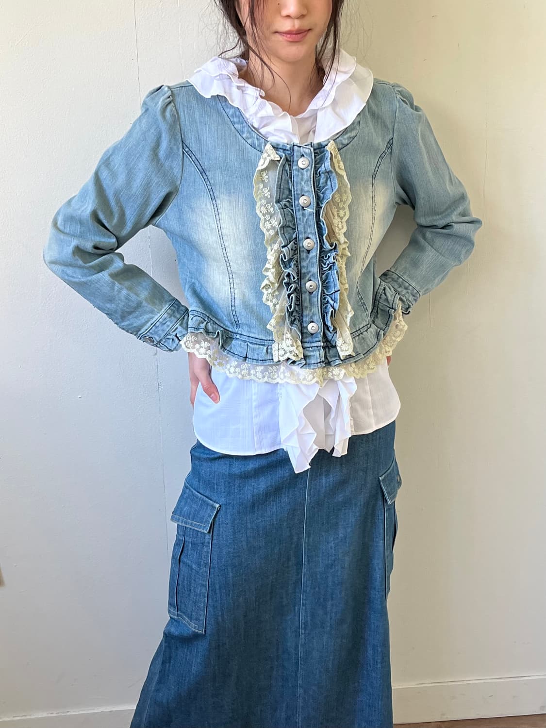 GM CIRCLE 프릴 데님 자켓 상품이미지4