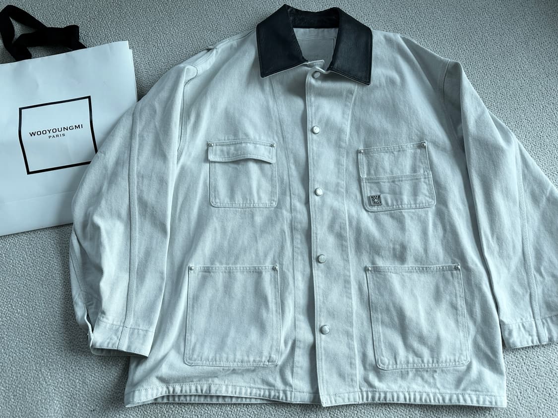 [50] 우영미 25SS 화이트 레더 칼라 데님 코트 상품이미지3
