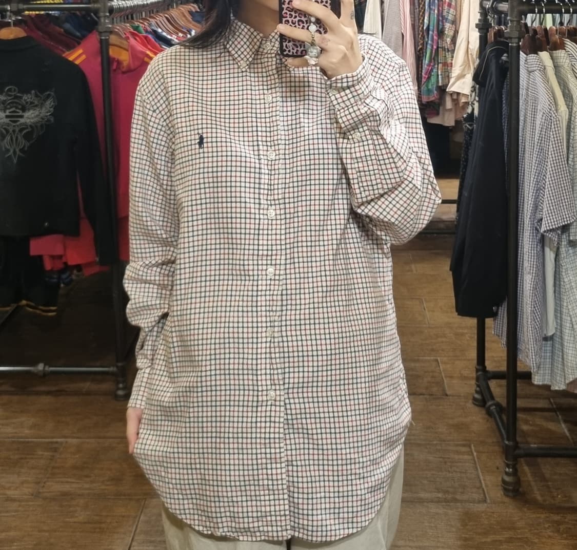 [Hi] polo 폴로 긴팔 체크셔츠 오트밀 상품이미지1
