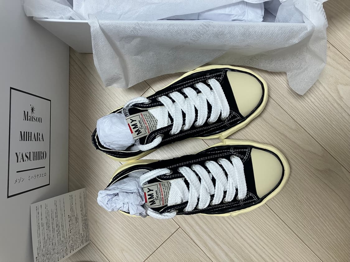 메종 미하라 야스히로 피터슨 VL OG솔 캔버스 로우탑스니커즈 블랙 38 상품이미지2