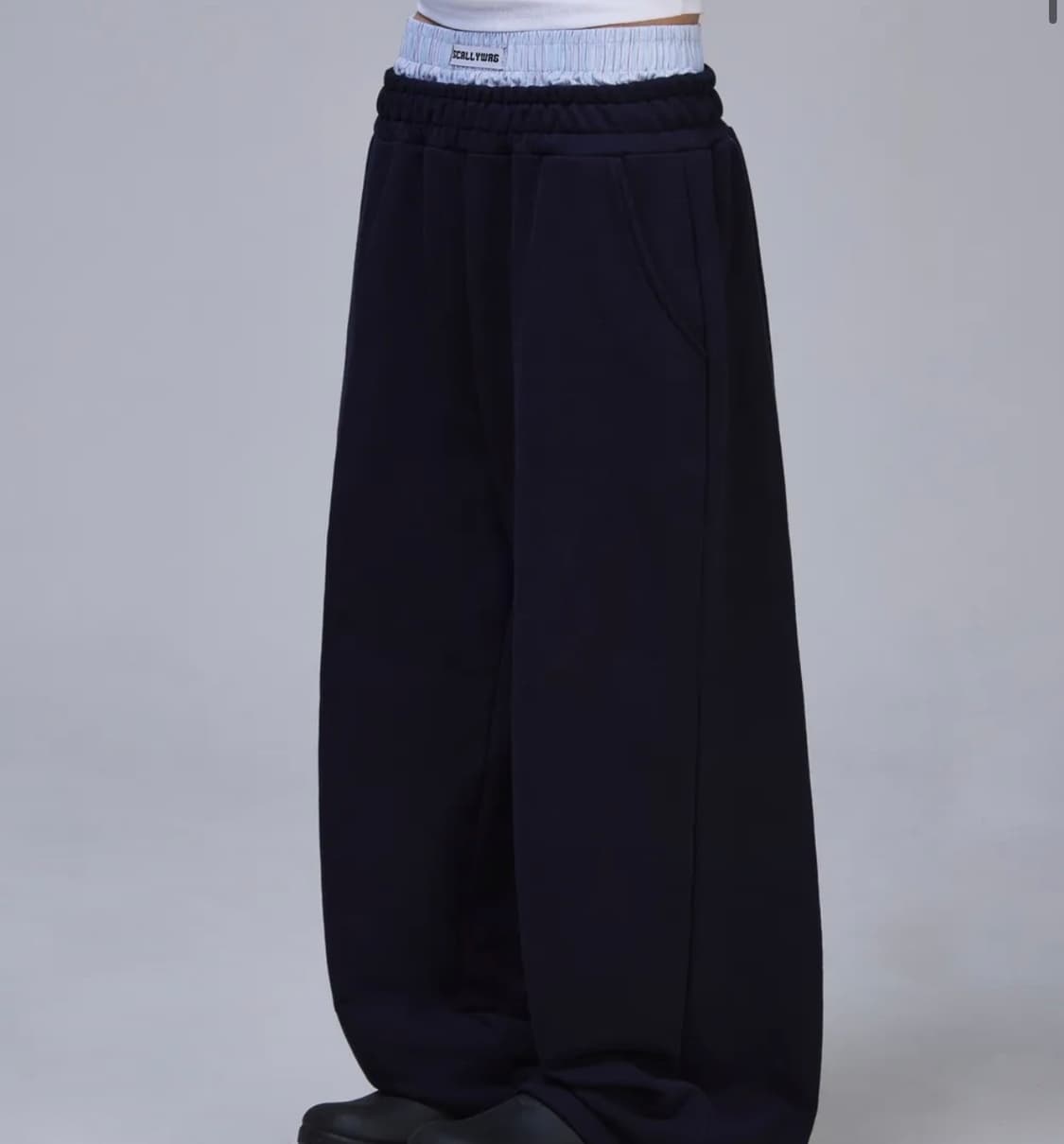 스켈리웩 복서 레이어드 새깅 스웨트 팬츠 네이비 상품이미지1