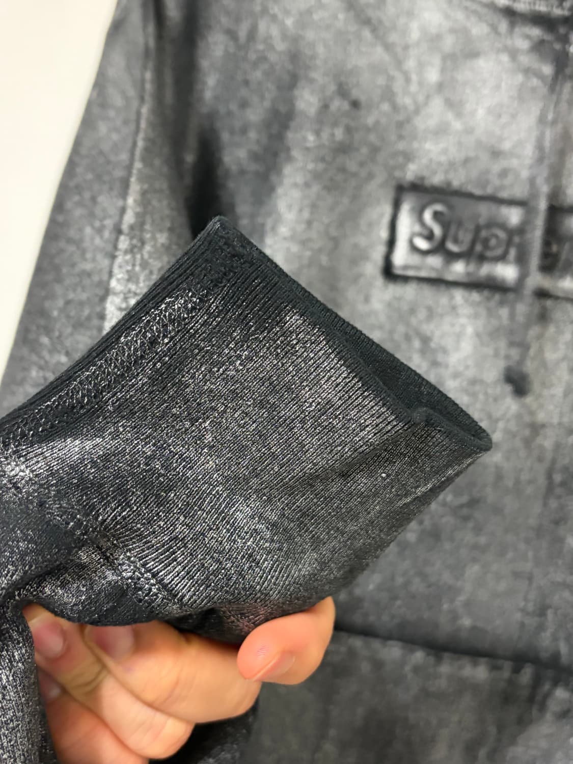 슈프림 x MM6 24SS 포일 박스로고 후드 블랙 S 상품이미지7