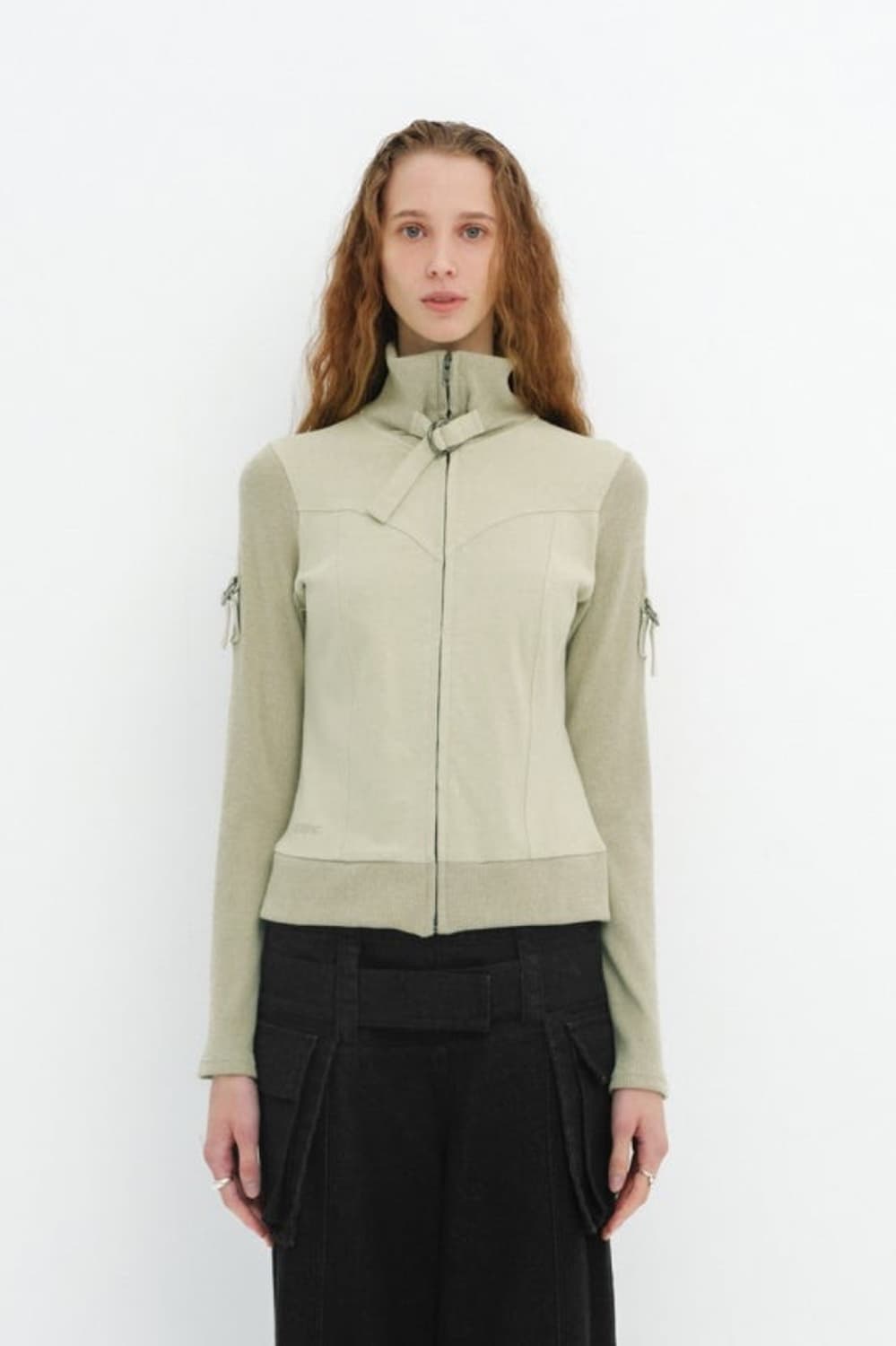 세릭 비조 디테일 집업 베이지 상품이미지1