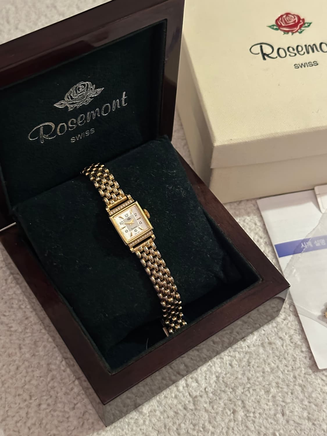 로즈몽 금장 큐빅시계 RS#17-01MT 풀박스 상품이미지1