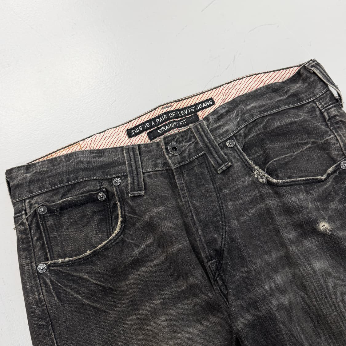 리바이스 00s 701 흑청 커브 라인 데님팬츠 상품이미지4