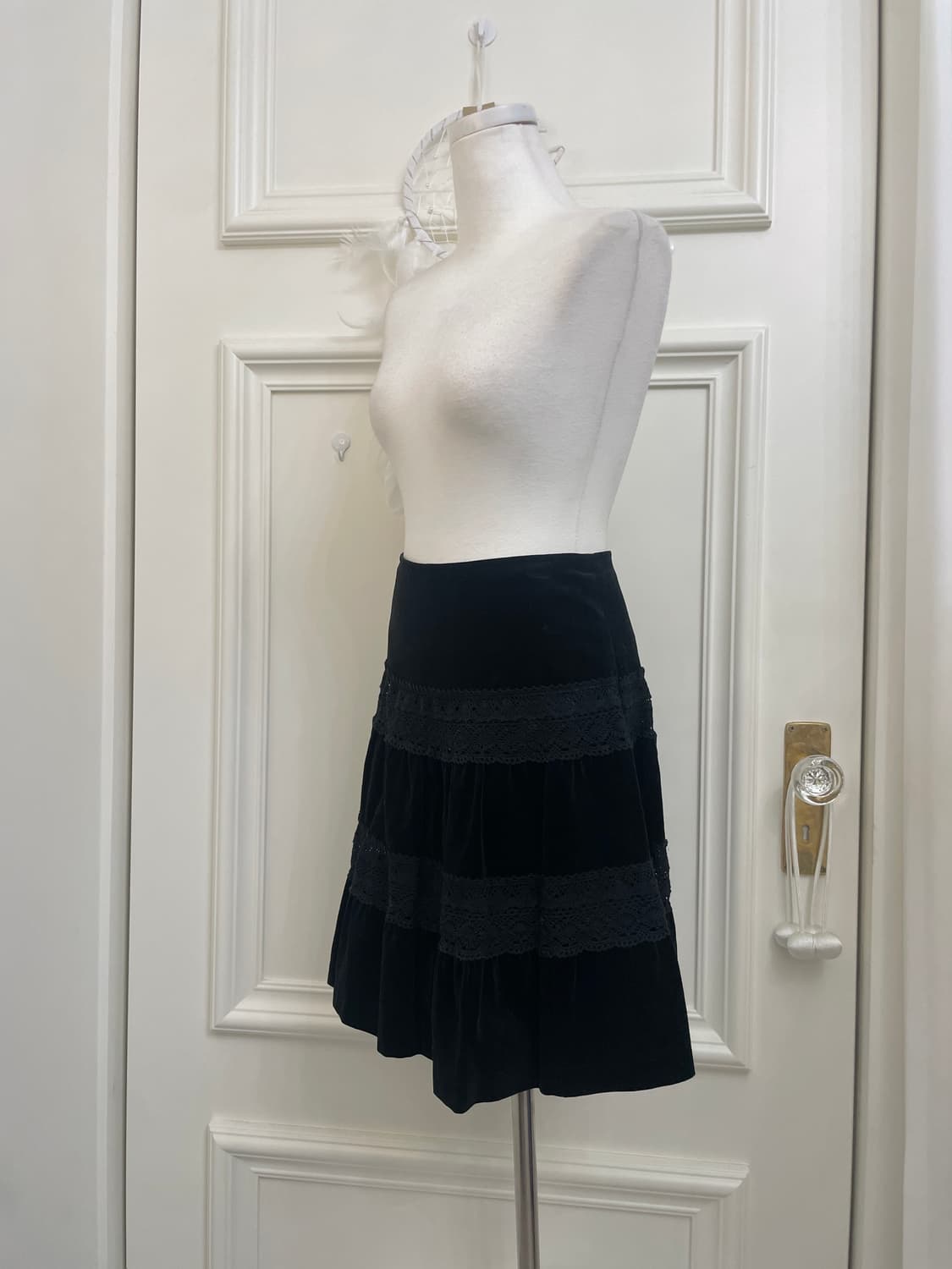 LEST ROSE black velvet lace midi skirt 상품이미지2