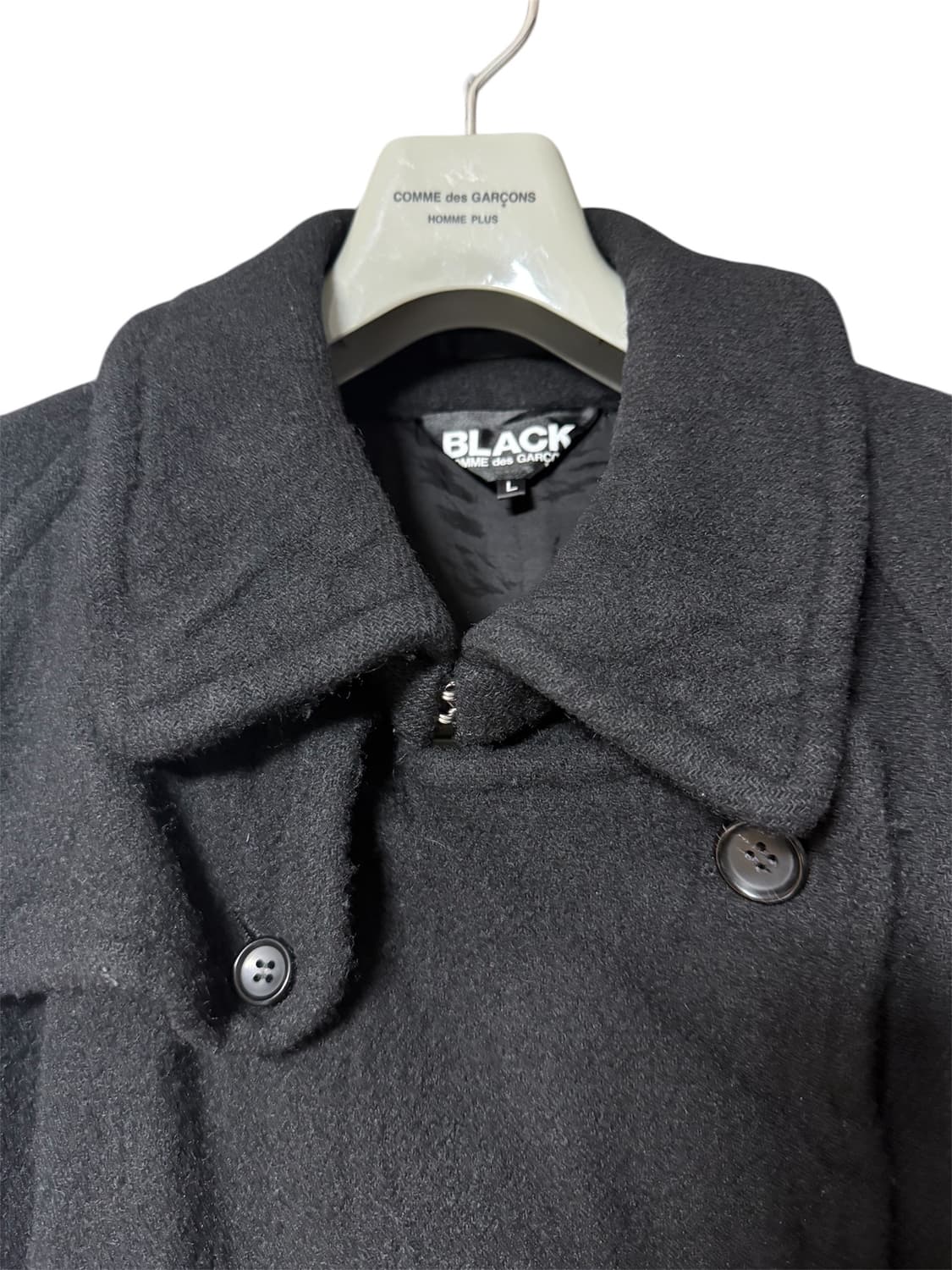 꼼데가르송 블랙 축융 울 코트 상품이미지3