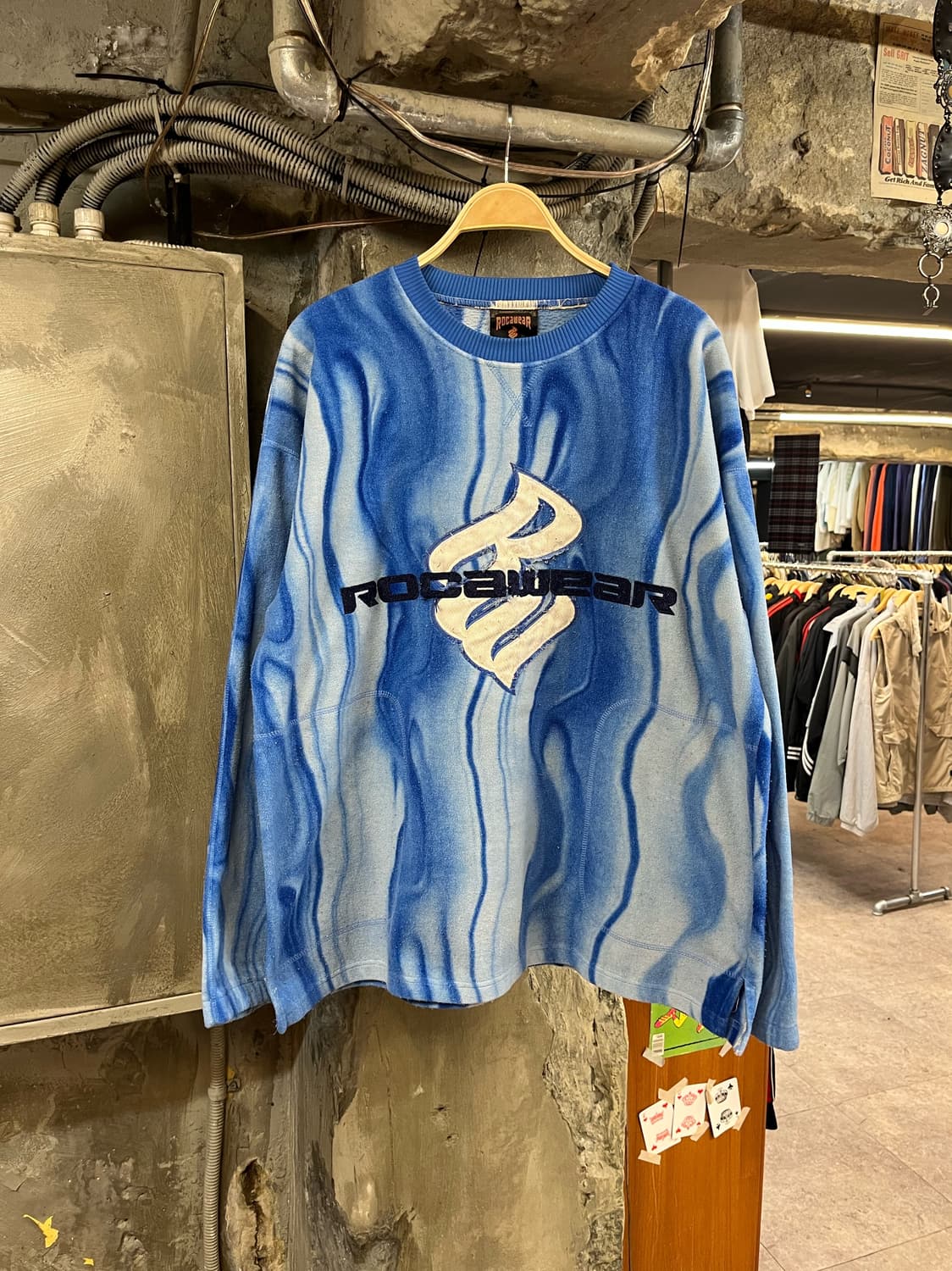 로카웨어 90s 오버사이즈 플리스 맨투맨 블루 XL #csz2347 상품이미지1