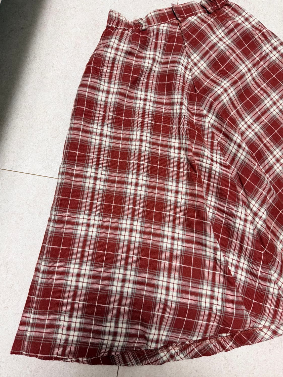 모리걸 하구미 체크 레드 A라인 롱스커트 상품이미지2