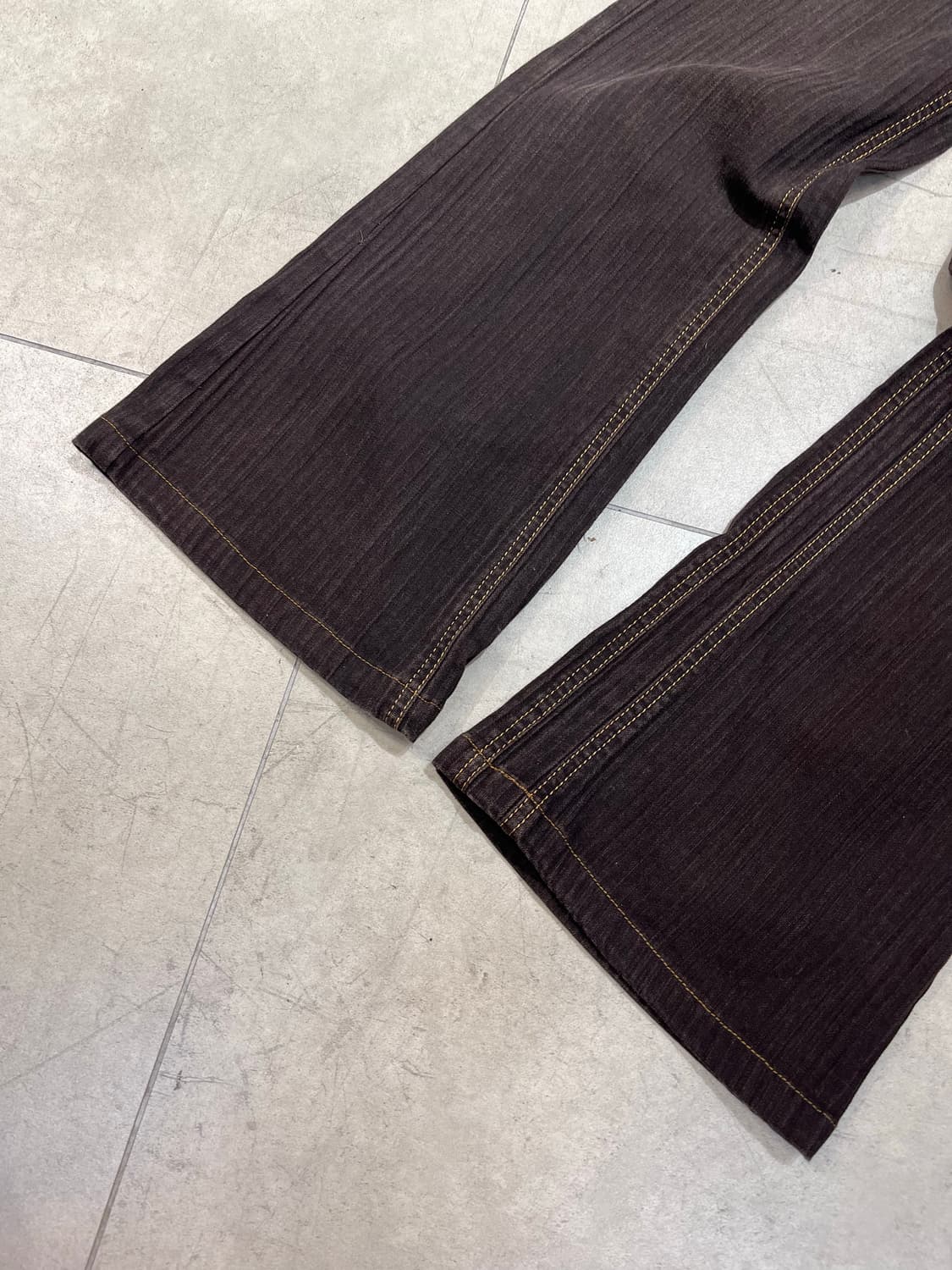 일본 빈티지 레드 스티치 스트라이프 세미 부츠컷 코튼 팬츠 상품이미지3