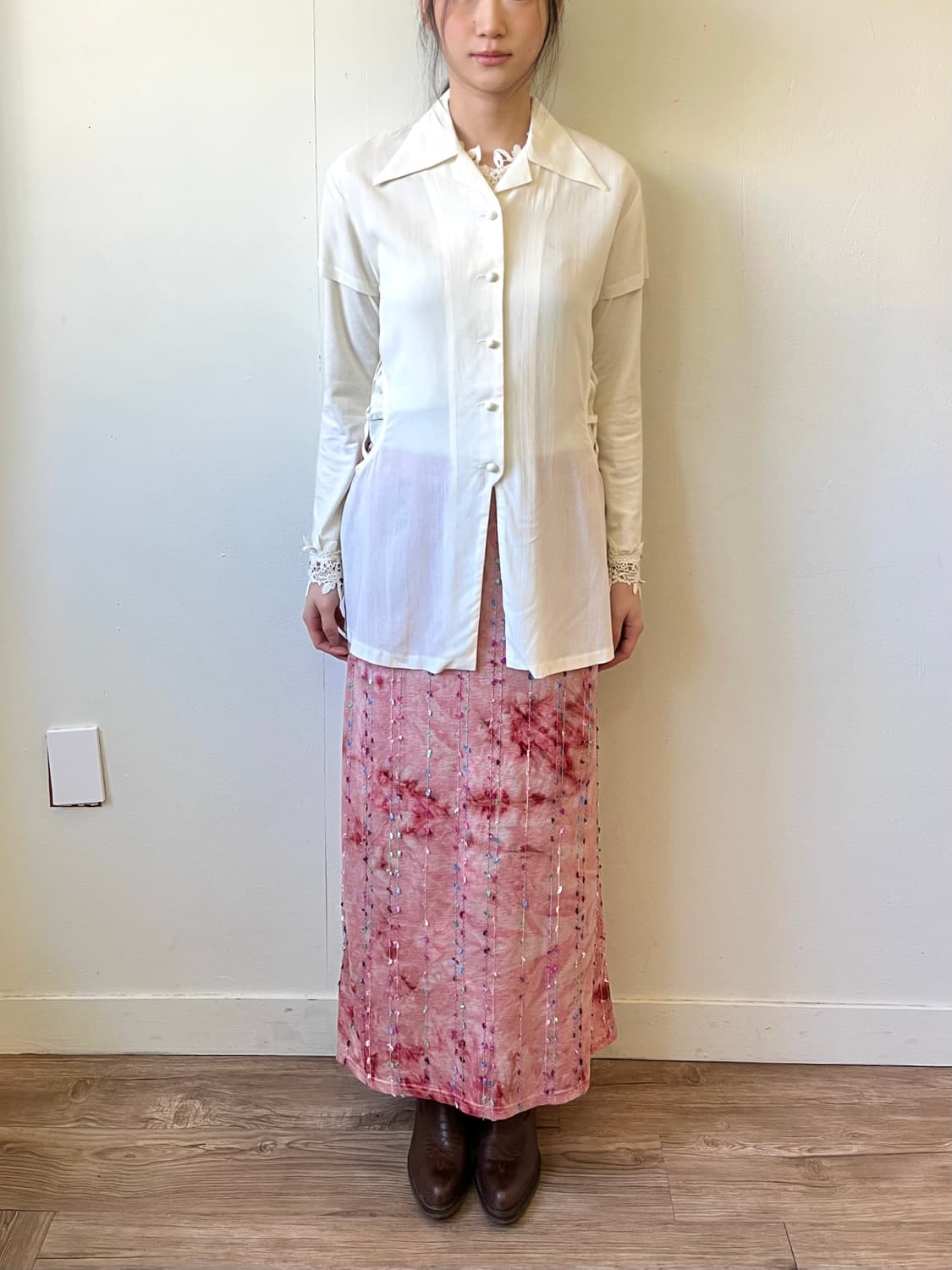 Clutch 사이드 시스루 블라우스 상품이미지7