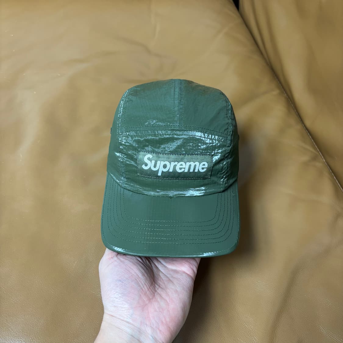 슈프림 캠프캡 모자 박스로고 글로스 립스탑 카키 상품이미지2