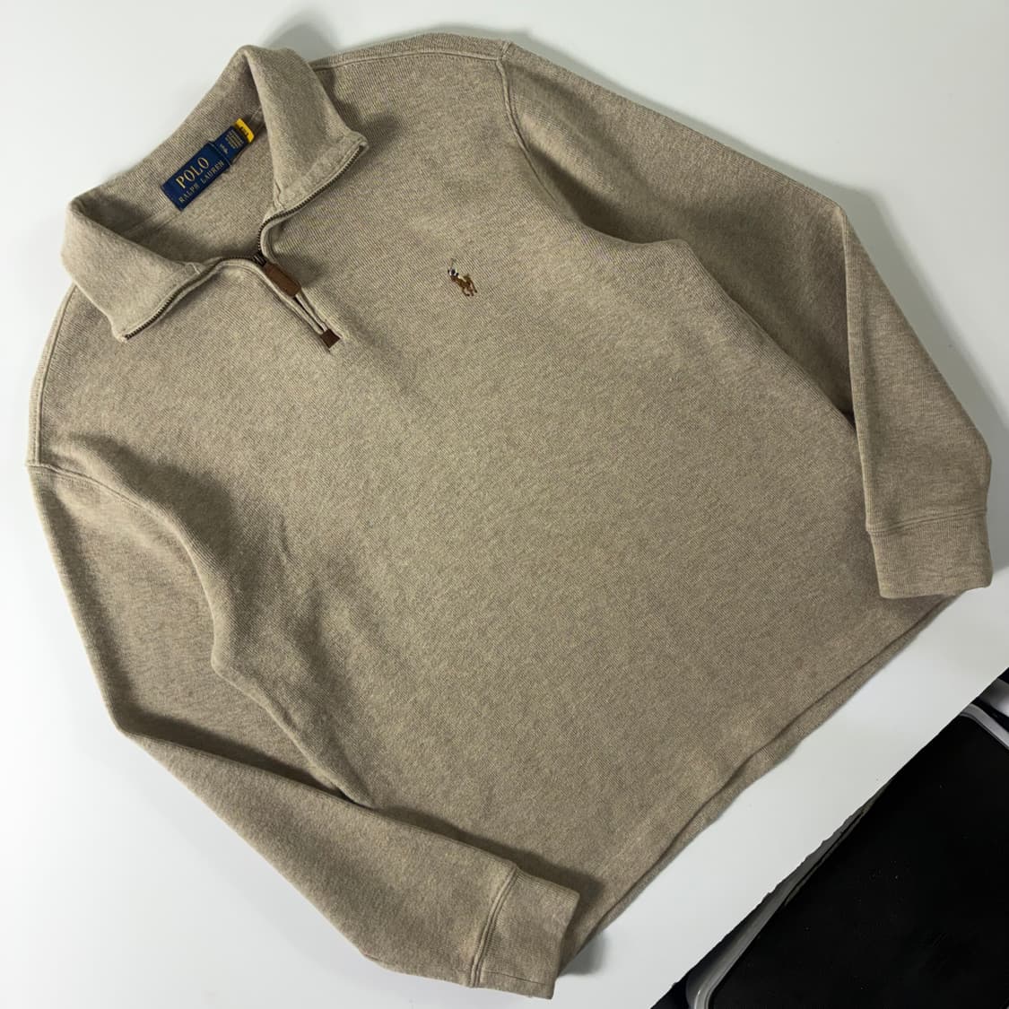 Polo  폴로 랄프로렌 신형 자수 코튼 베이지 반집업 니트   상품이미지2