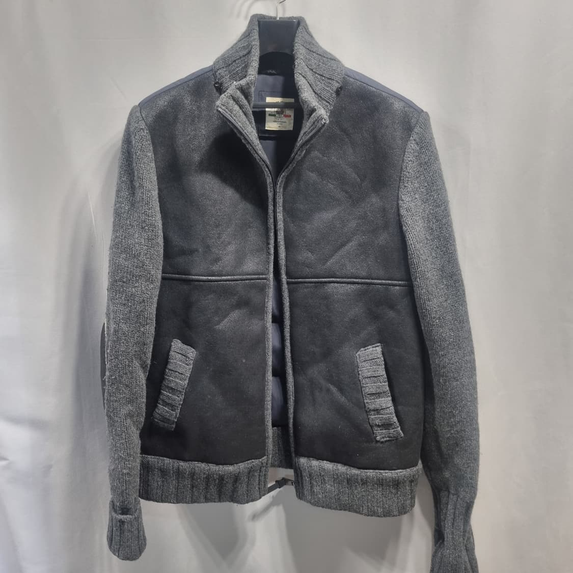 스웨이드 니트 배색 점퍼 상품이미지1