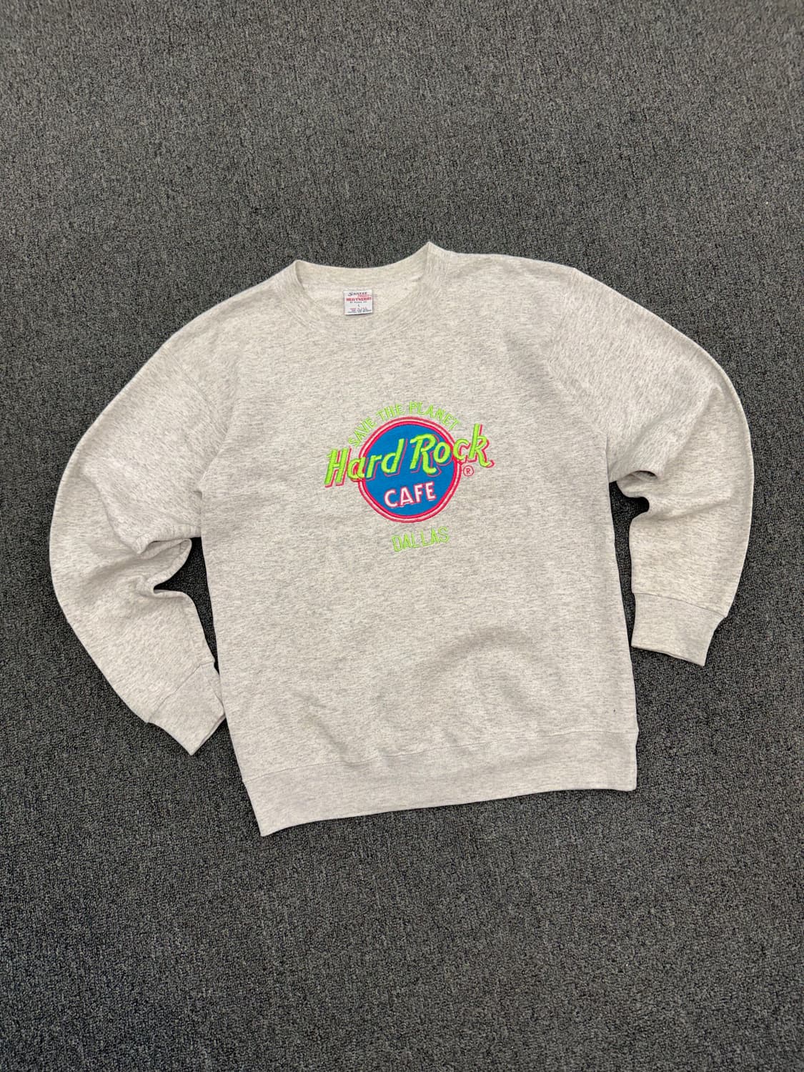 L)90’s 하드락 빈티지 로고포인트 그레이 스웻셔츠 상품이미지2