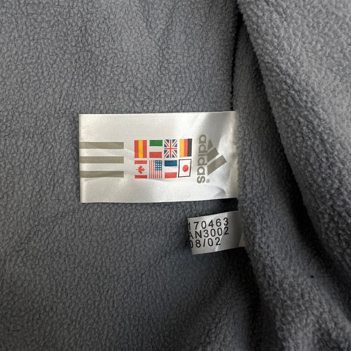 90s 아디다스 올드스쿨 스펠아웃 오버핏 차콜 후리스 점퍼 XL 상품이미지8