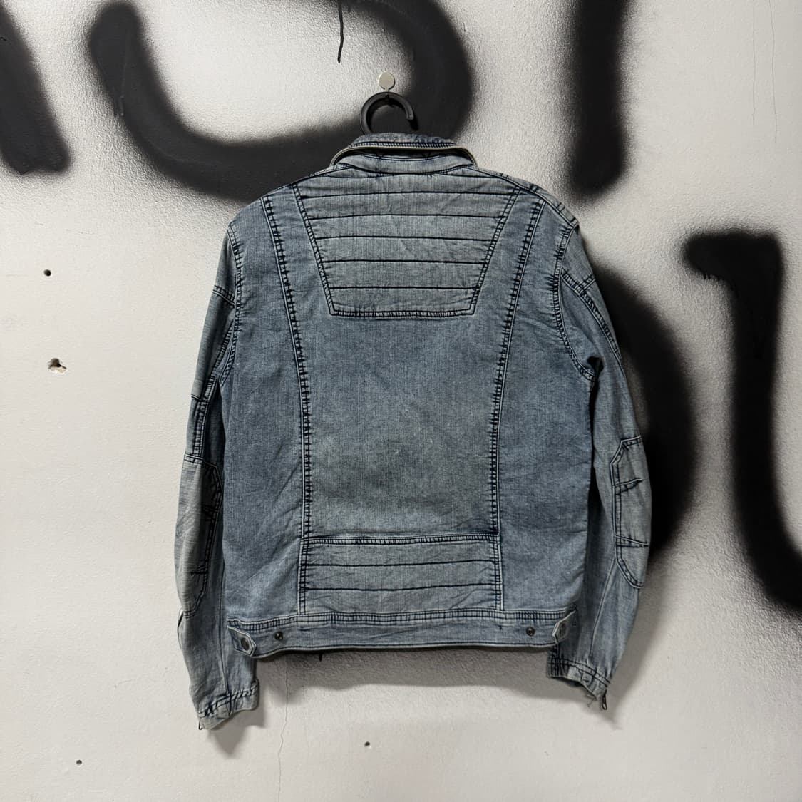 Cordura 코듀라 멀티 디테일 워싱 크롭 데님 바이커 자켓 상품이미지2