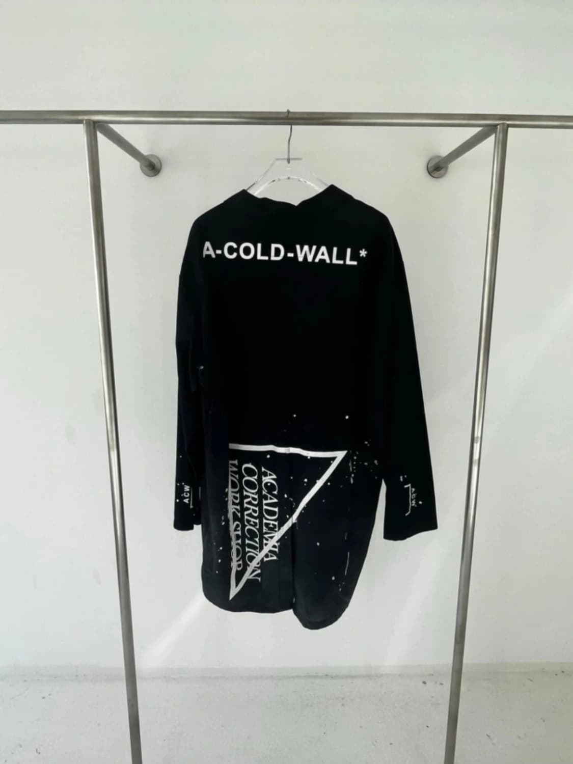 어콜드월 페인팅 트렌치 코트, 블랙 상품이미지3