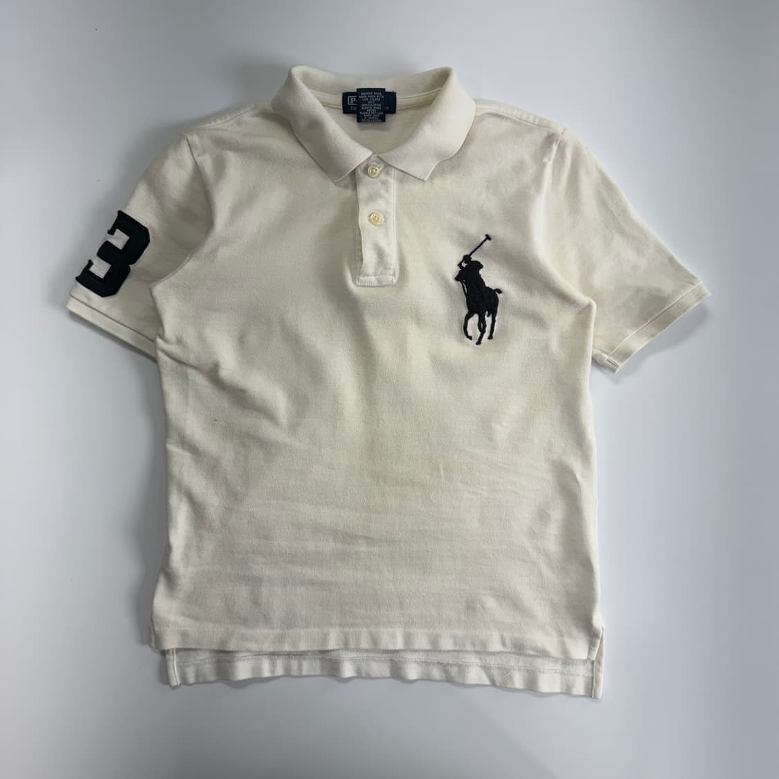 Polo 폴로 블랙 빅포니 아이보리 카라 반팔 상품이미지3