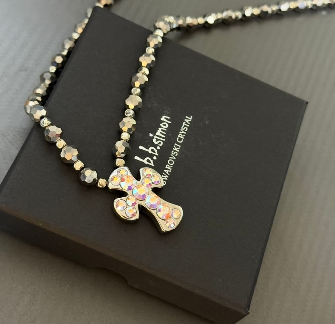 (20inch) b.b.simon 비비시몬 스와로브스키 목걸이 실버 상품이미지4