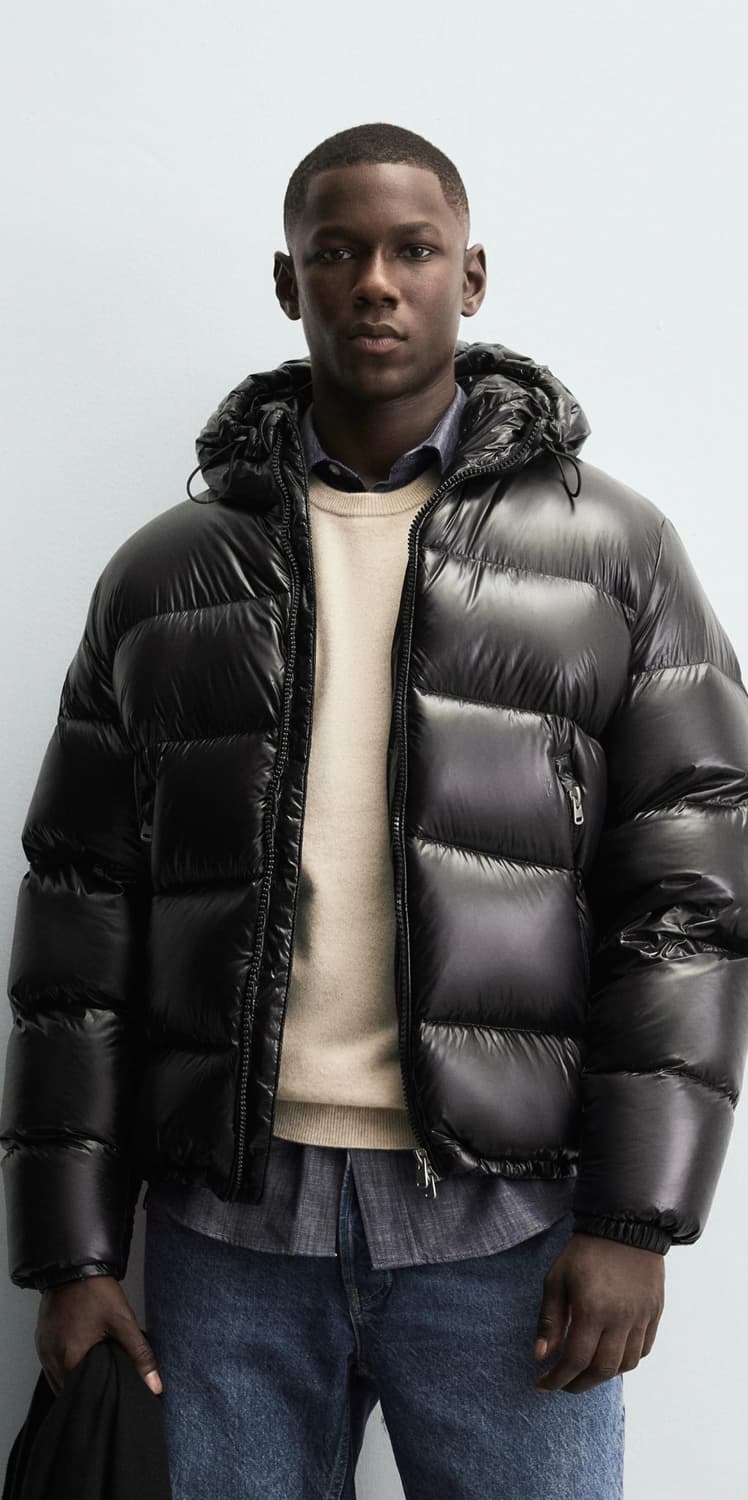 자라 25FW 유광 깃털 워터프루프 패딩 블랙 M 상품이미지1